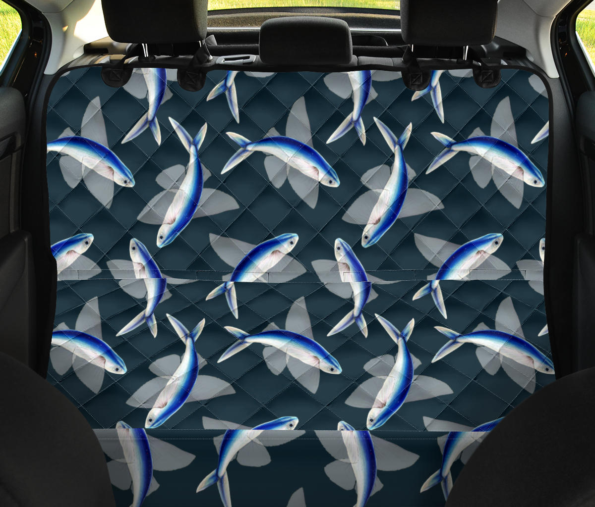Flying Fish Pattern Print Design 04 Rear Dog Car Seat Cover Hammock
