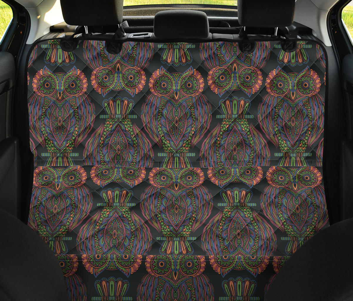 Owl Pattern Print Design A05 Rear Dog Car Seat Cover Hammock