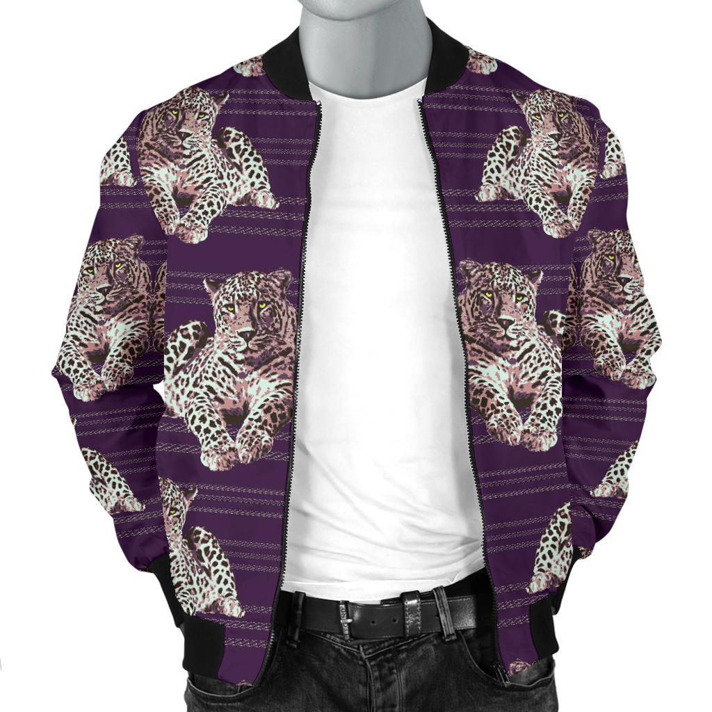 Leopard Pattern Print Design 01 Men Bomber Jacket