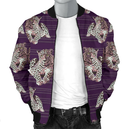 Leopard Pattern Print Design 01 Men Bomber Jacket