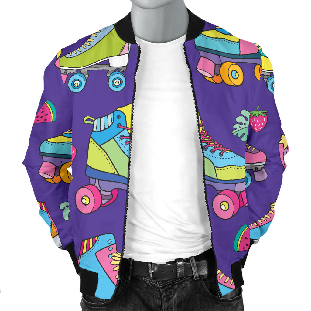 Roller skate Colorful Pattern Print Design A05 Men Bomber Jacket