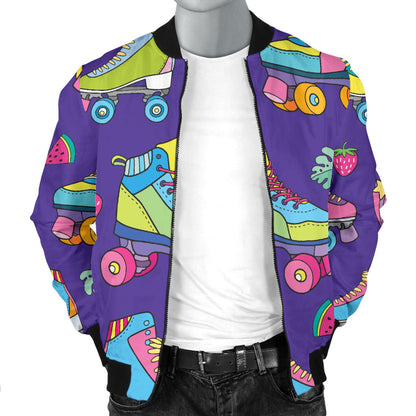 Roller skate Colorful Pattern Print Design A05 Men Bomber Jacket