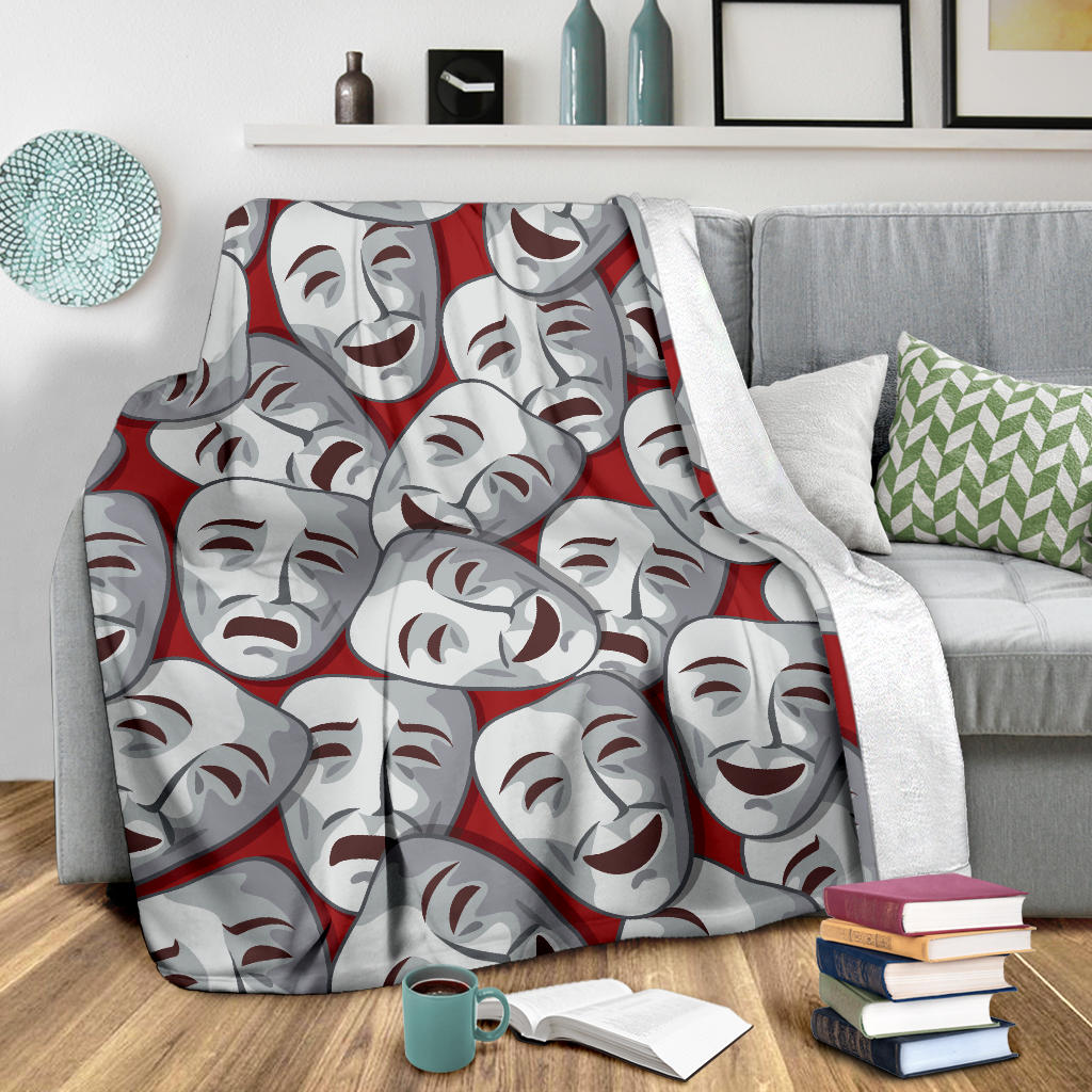 Acting Mask Pattern Print Design 01 Premium Blanket