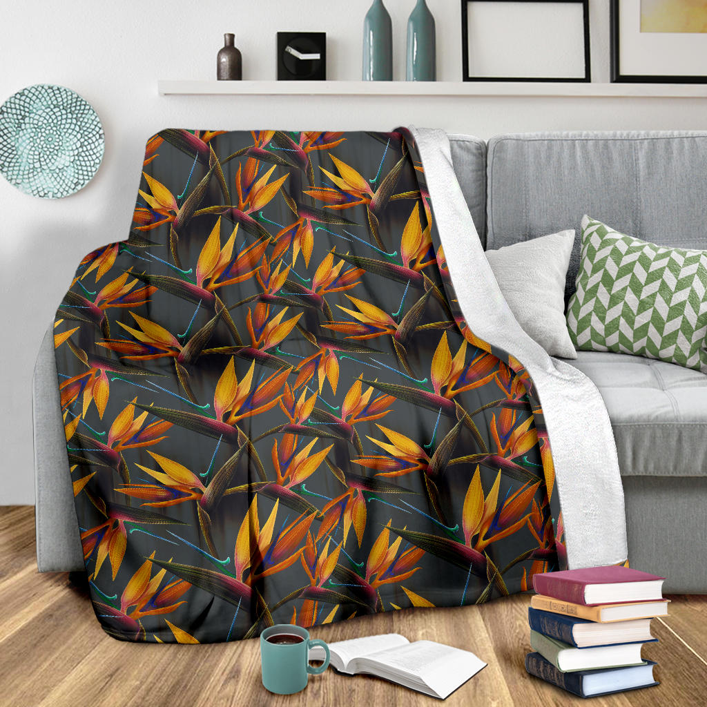 Bird Of Paradise Pattern Print Design 01 Premium Blanket