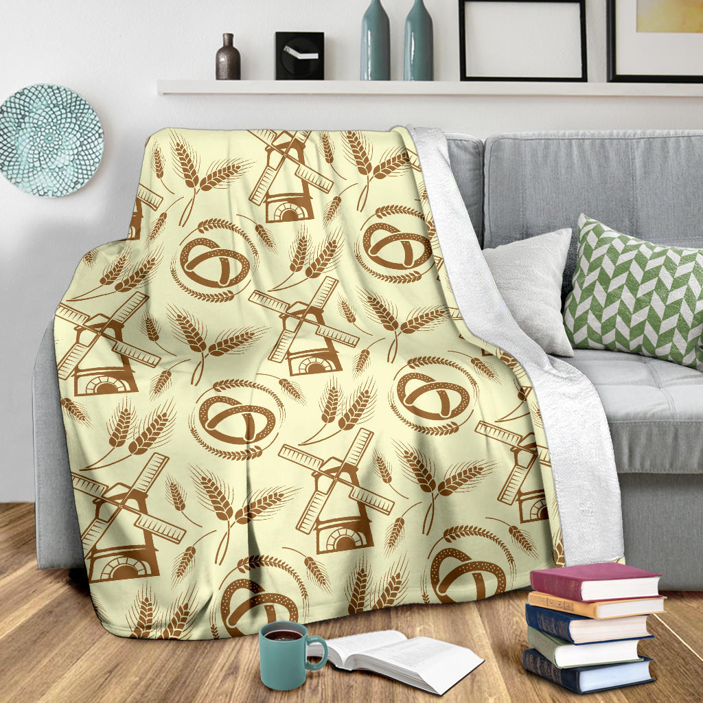 Agricultural Windmills Print Design 03 Premium Blanket