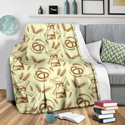 Agricultural Windmills Print Design 03 Premium Blanket