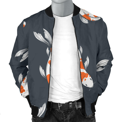 KOI Fish Pattern Print Design 04 Men Bomber Jacket
