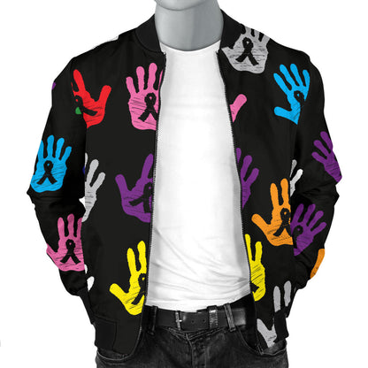 Cancer Awareness Pattern Print Design 04 Men Bomber Jacket