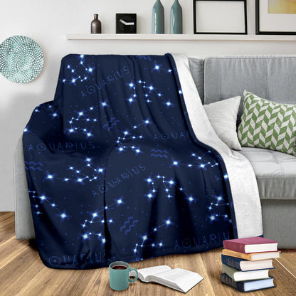 Aquarius Zodiac Pattern Print Design 02 Premium Blanket