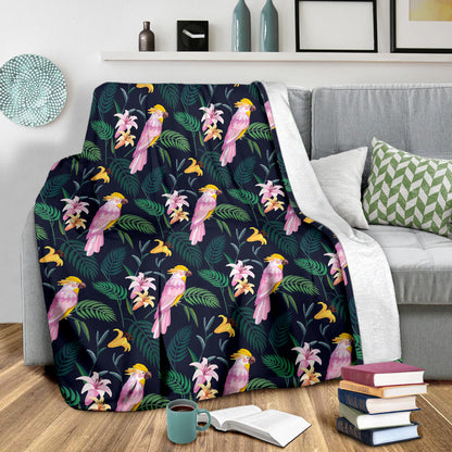 Cockatoo Pattern Print Design 03 Premium Blanket