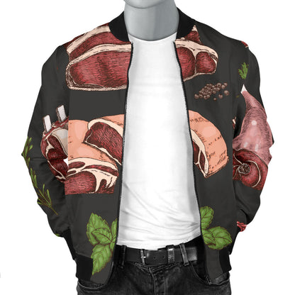 Meat Pattern Print Design 02 Men Bomber Jacket