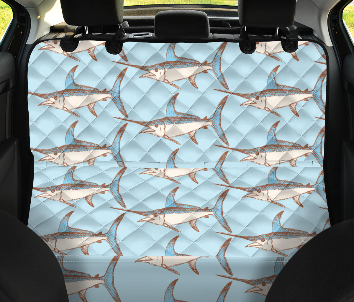 Swordfish Pattern Print Design 01 Rear Dog Car Seat Cover Hammock