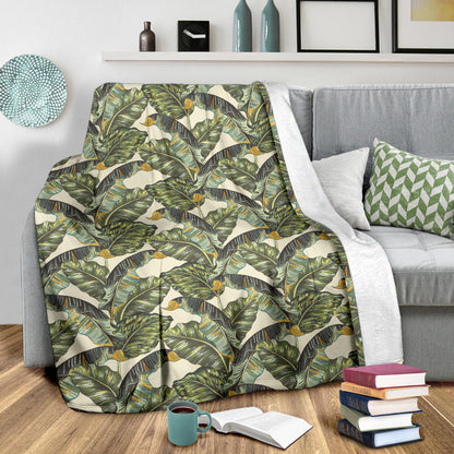 Banana Leaf Pattern Print Design 04 Premium Blanket
