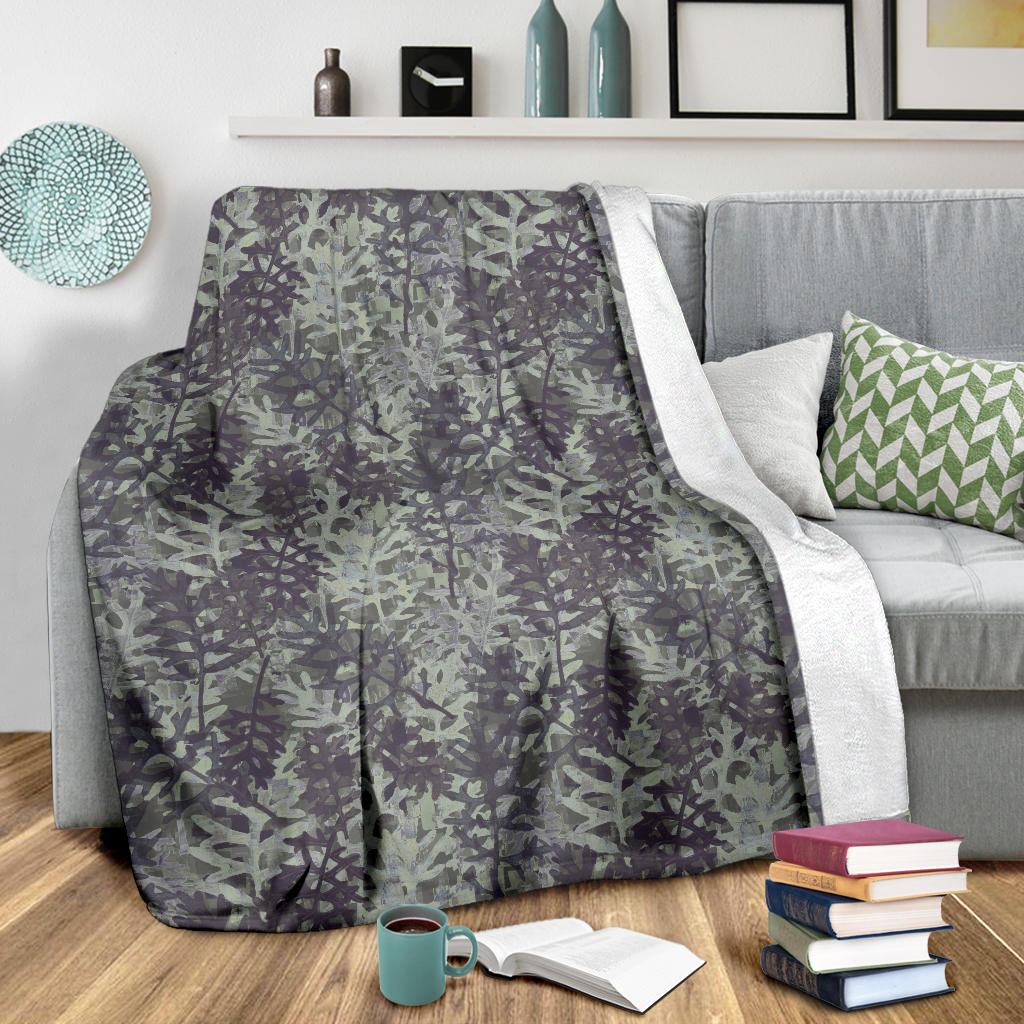 Camouflage Fern Pattern Print Design 05 Premium Blanket