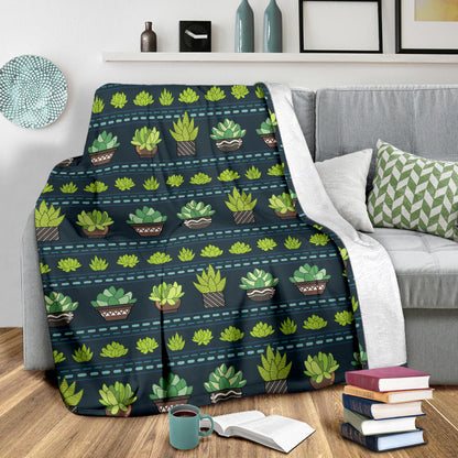 Cactus Pattern Print Design 07 Premium Blanket