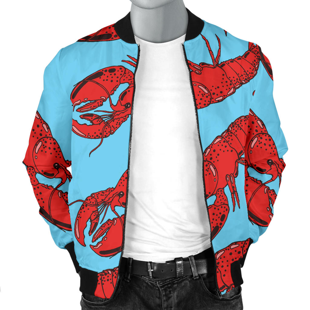 Lobster Red Pattern Print Design 03 Men Bomber Jacket