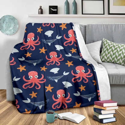 Octopus Pattern Print Design A04 Premium Blanket