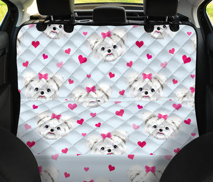 Maltese Pattern Print Design 03 Rear Dog Car Seat Cover Hammock