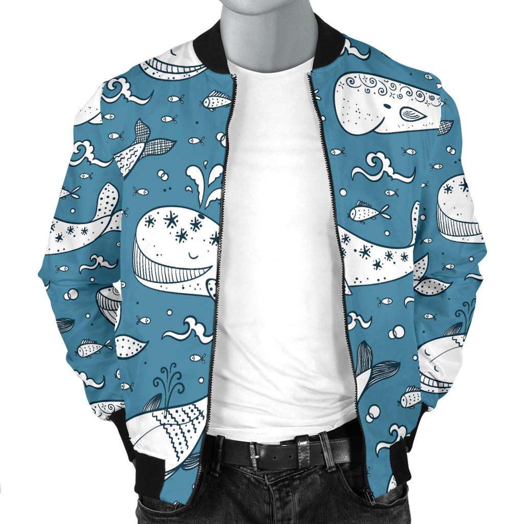 Humpback Whale Pattern Print Design 03 Men Bomber Jacket