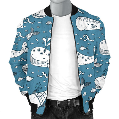 Humpback Whale Pattern Print Design 03 Men Bomber Jacket