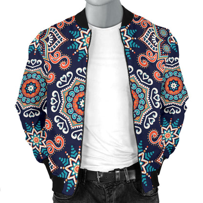 Bohemian Pattern Print Design 02 Men Bomber Jacket