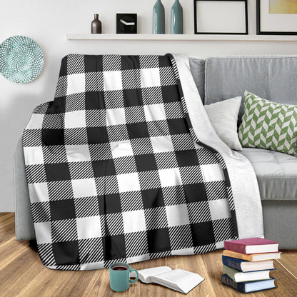 Buffalo check Black white Pattern Print Design 04 Premium Blanket