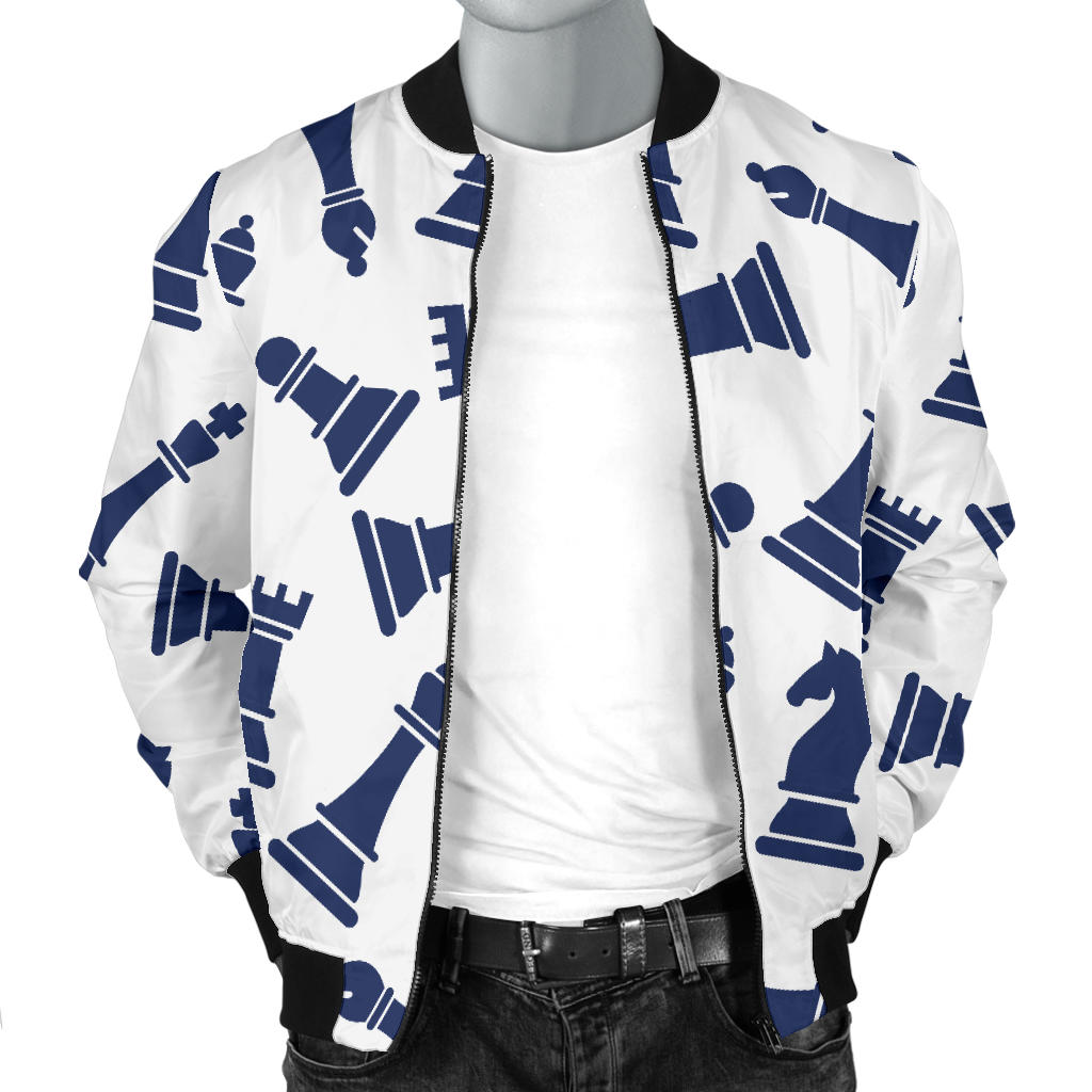 Chess Pattern Print Design 03 Men Bomber Jacket