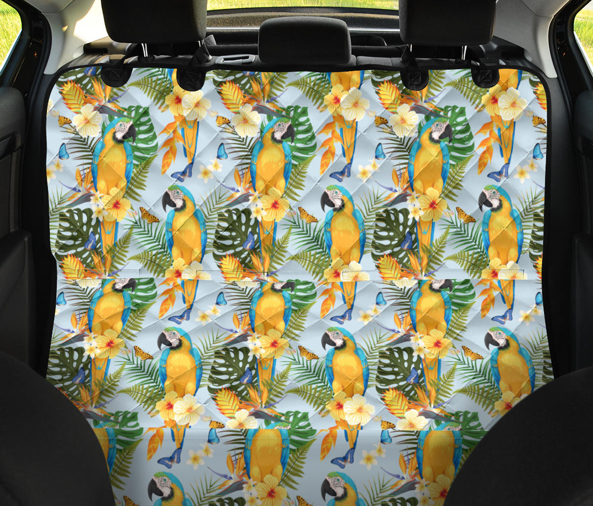 Parrot Pattern Print Design A04 Rear Dog Car Seat Cover Hammock