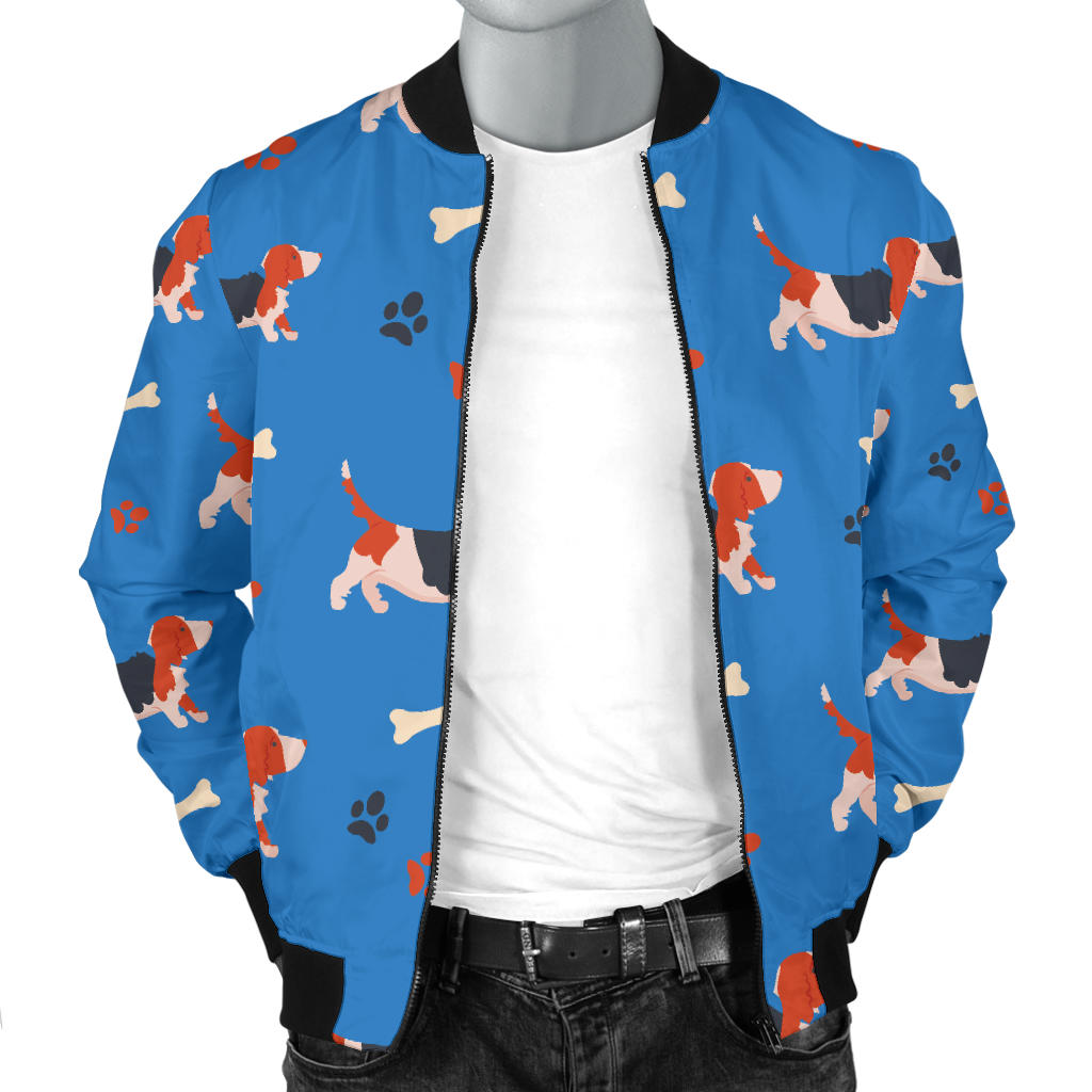 Basset Hound Pattern Print Design 02 Men Bomber Jacket