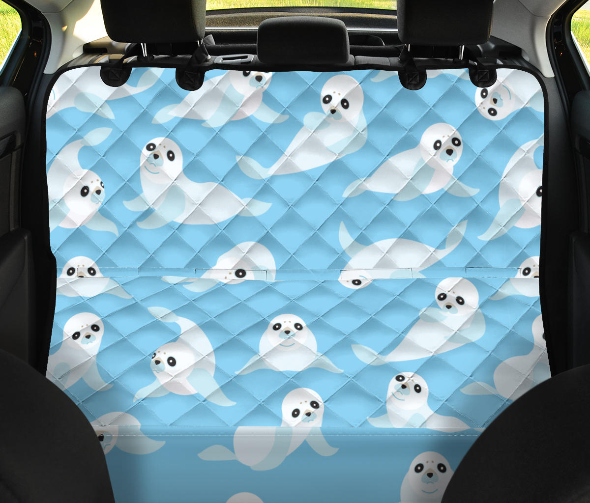 Sea Lion Cute Pattern Print Design 03 Rear Dog Car Seat Cover Hammock