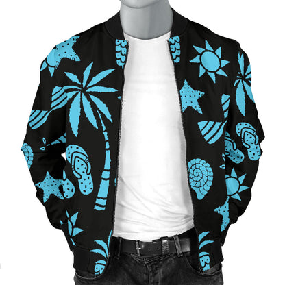 Beach Scene Pattern Print Design 03 Men Bomber Jacket