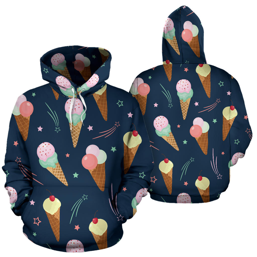 Ice Cream Pattern Print Design 04 Pullover Hoodie