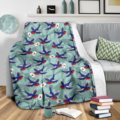 Swallow Bird Pattern Print Design 02 Premium Blanket