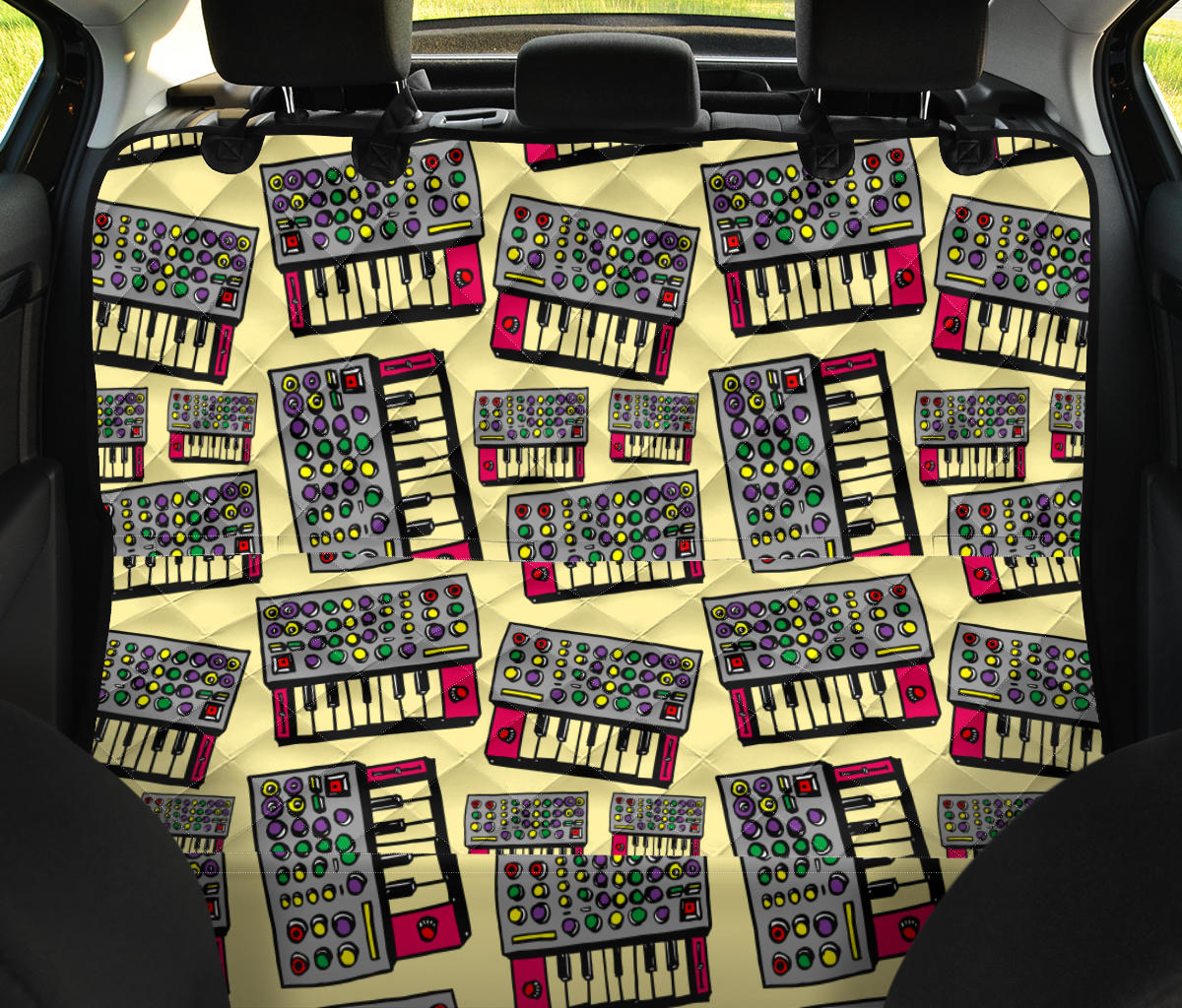 Synthesizer Pattern Print Design 01 Rear Dog Car Seat Cover Hammock