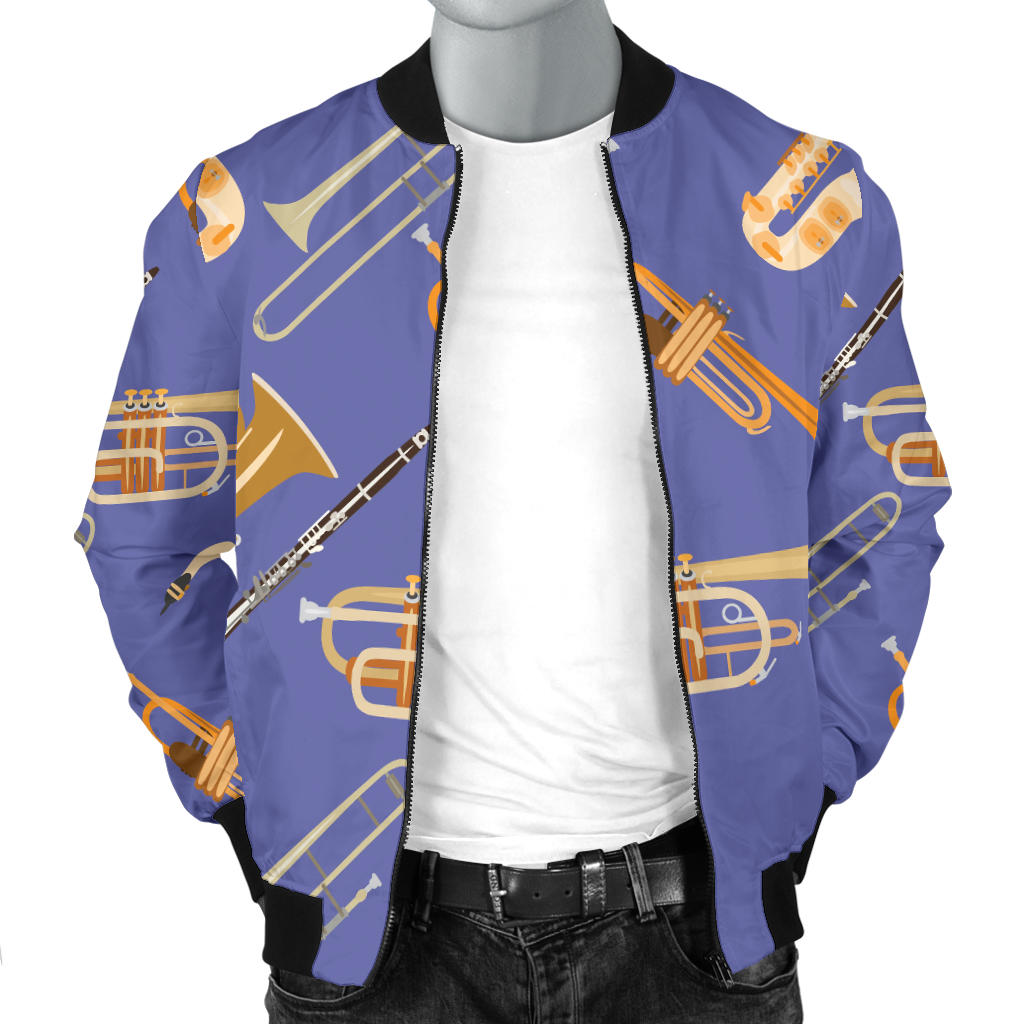 Trombone Pattern Print Design 02 Men Bomber Jacket