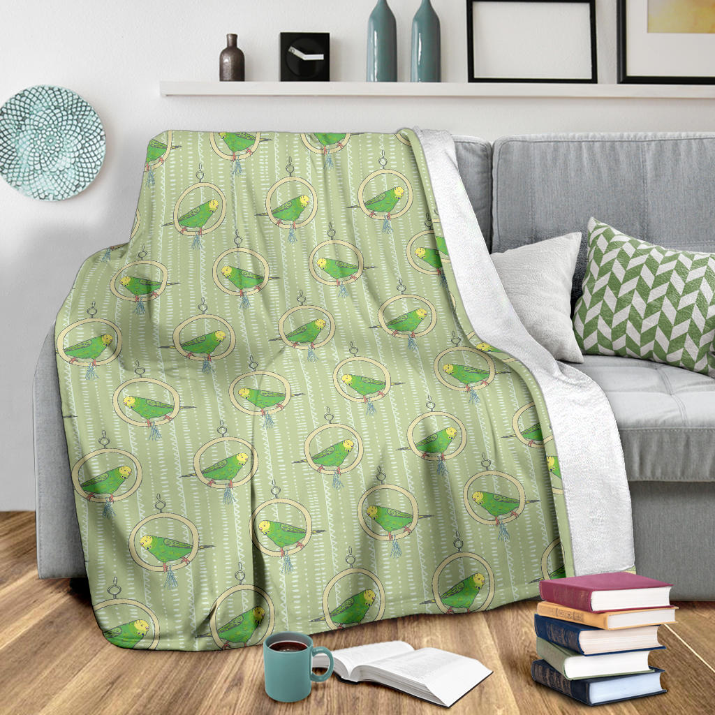 Budgerigar Pattern Print Design 02 Premium Blanket
