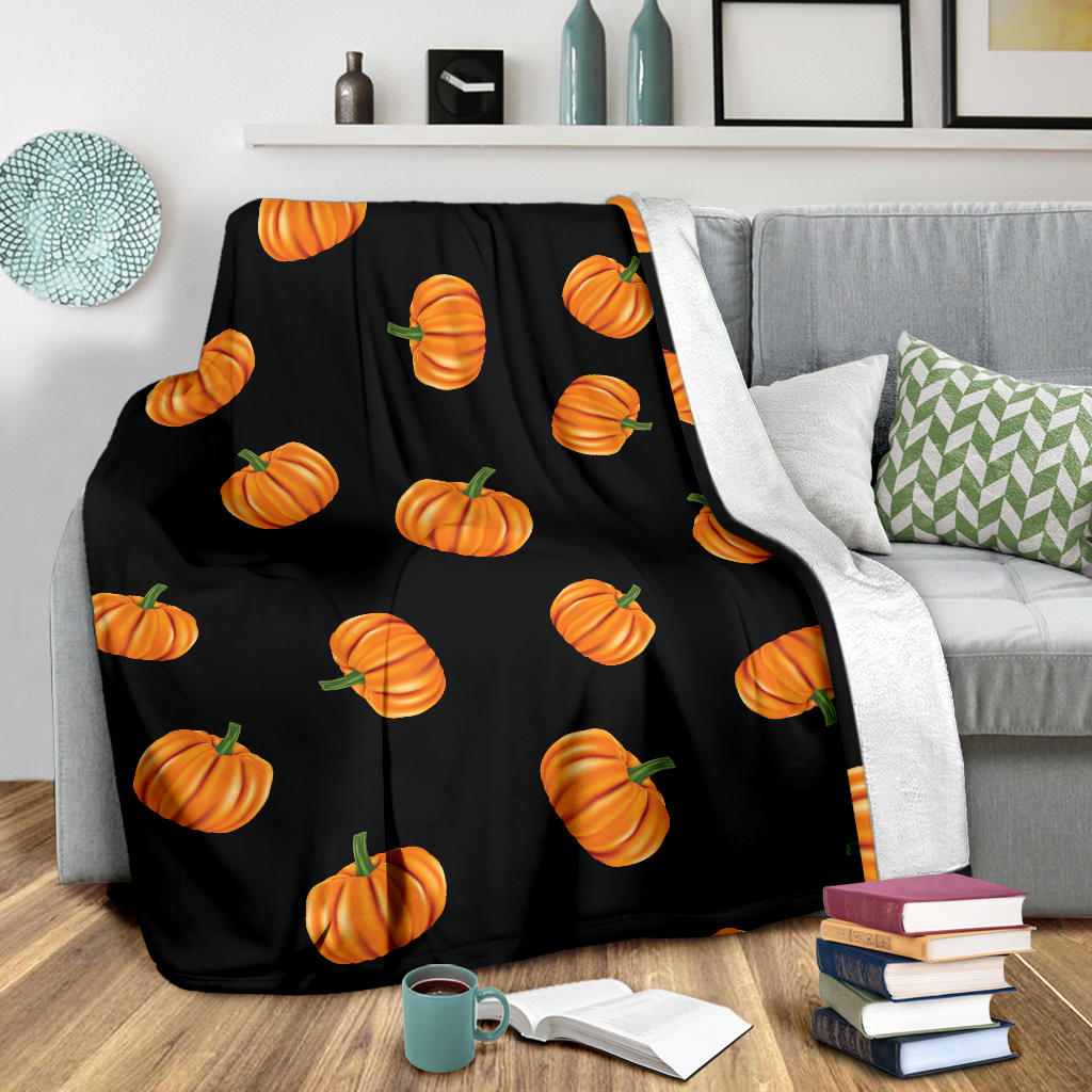 Pumpkin Pattern Print Design A05 Premium Blanket