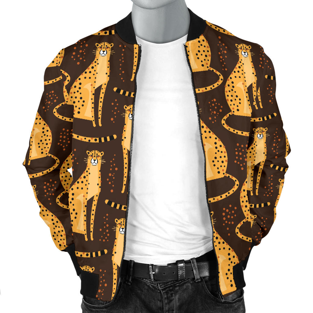 Cheetah Pattern Print Design 03 Men Bomber Jacket