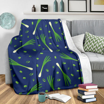 Leek Pattern Print Design 02 Premium Blanket