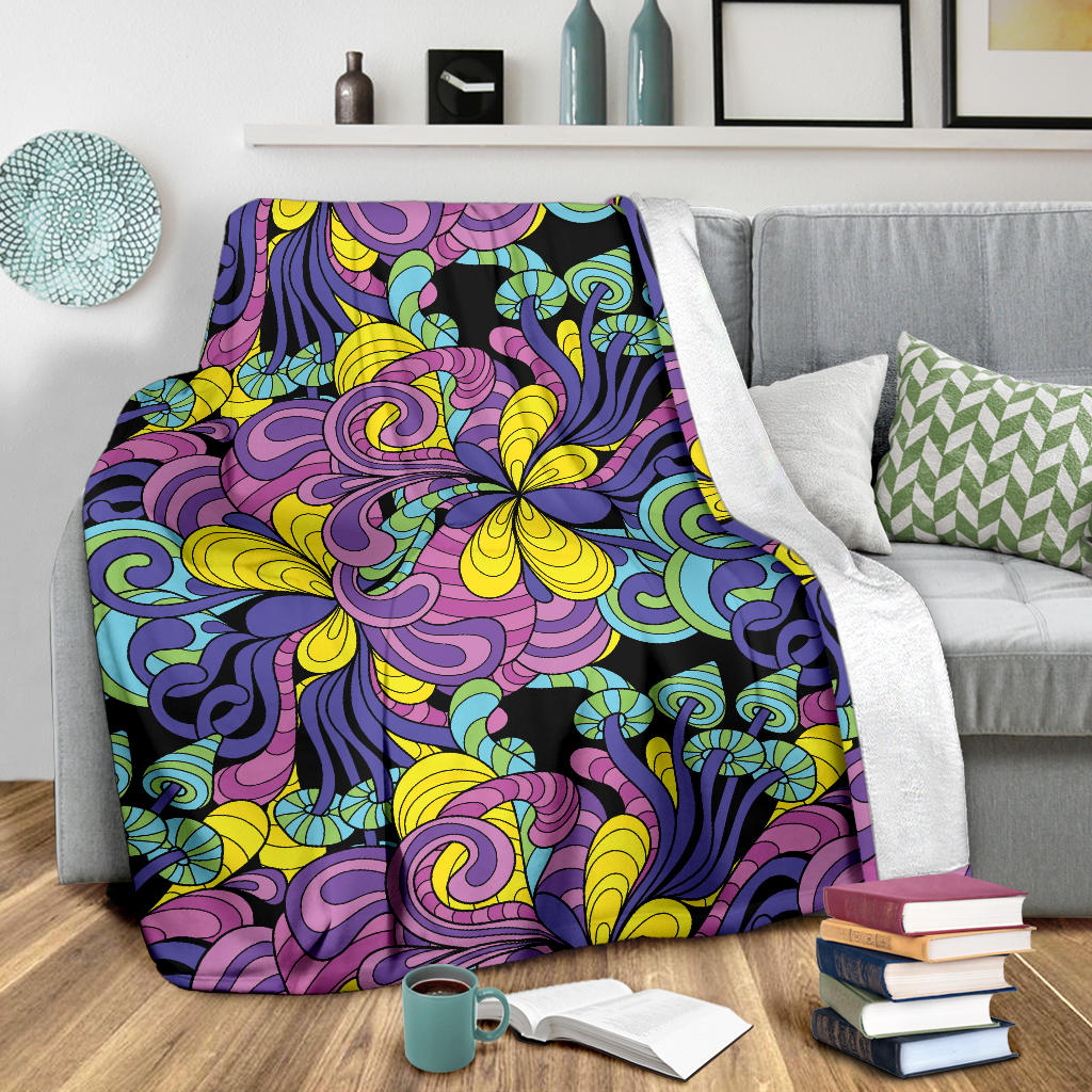 Psychedelic Pattern Print Design A04 Premium Blanket