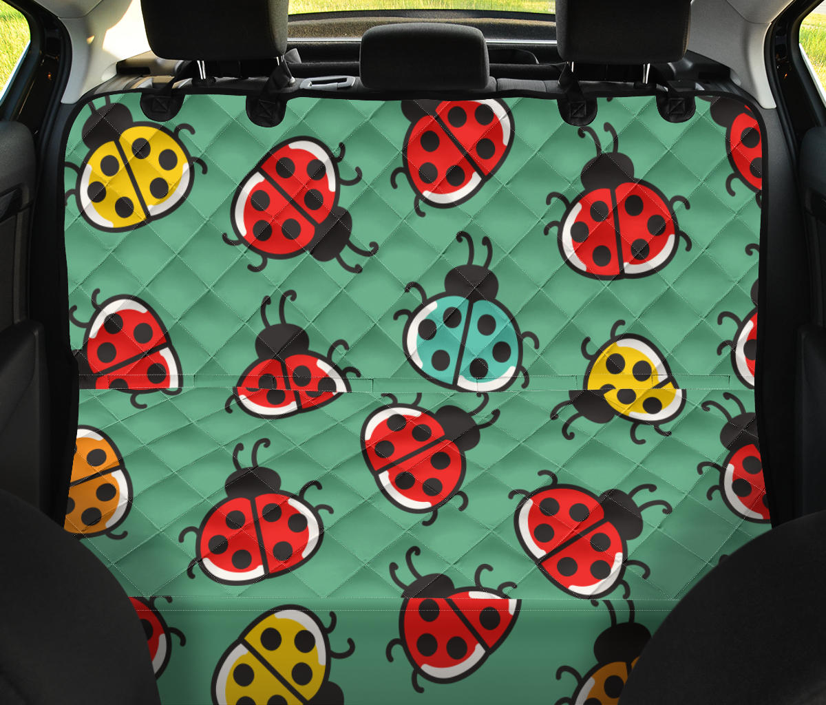 Ladybug Pattern Print Design 02 Rear Dog Car Seat Cover Hammock