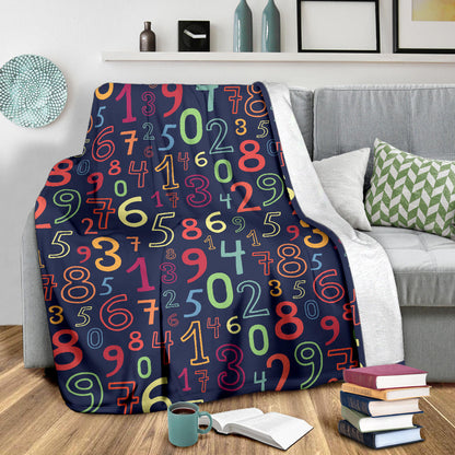 Number Pattern Print Design A01 Premium Blanket
