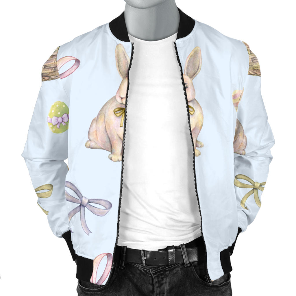 Rabbit Easter Eggs Pattern Print Design 03 Men Bomber Jacket