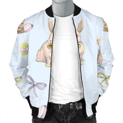 Rabbit Easter Eggs Pattern Print Design 03 Men Bomber Jacket