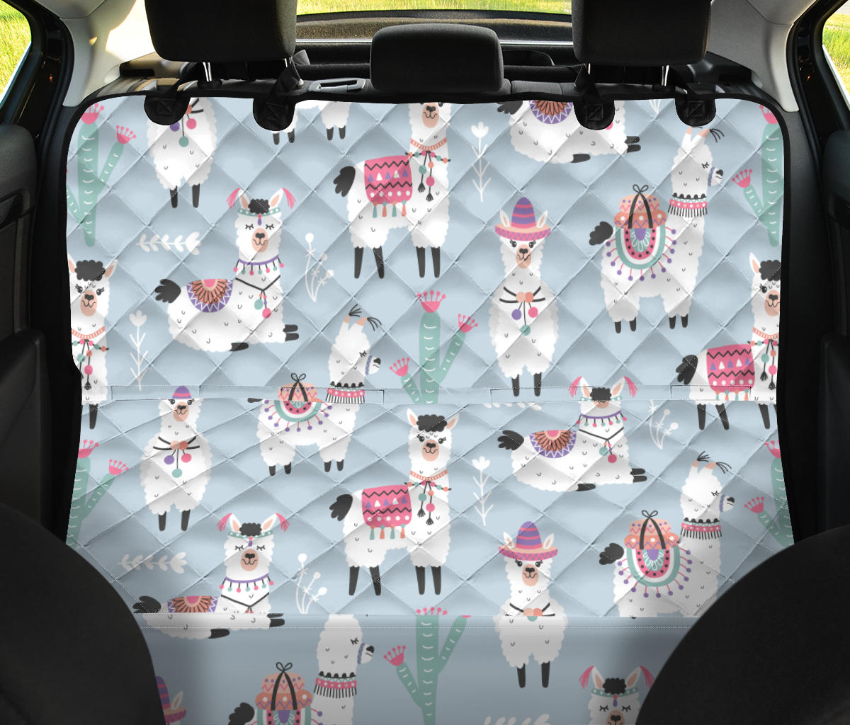 Llama Pattern Print Design 04 Rear Dog Car Seat Cover Hammock