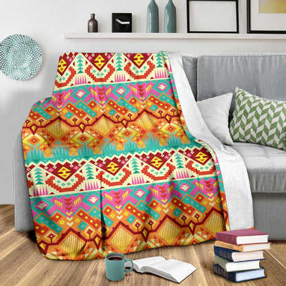 Aztec Pattern Print Design 03 Premium Blanket