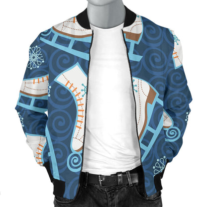 Ice Skate Pattern Print Design 01 Men Bomber Jacket