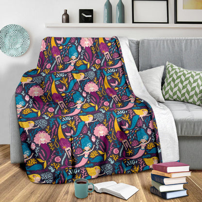 Mermaid Pattern Print Design 08 Premium Blanket
