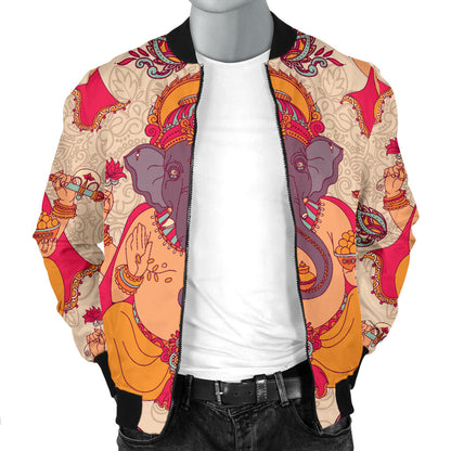 Ganesha Indian Pattern Print Design 02 Men Bomber Jacket