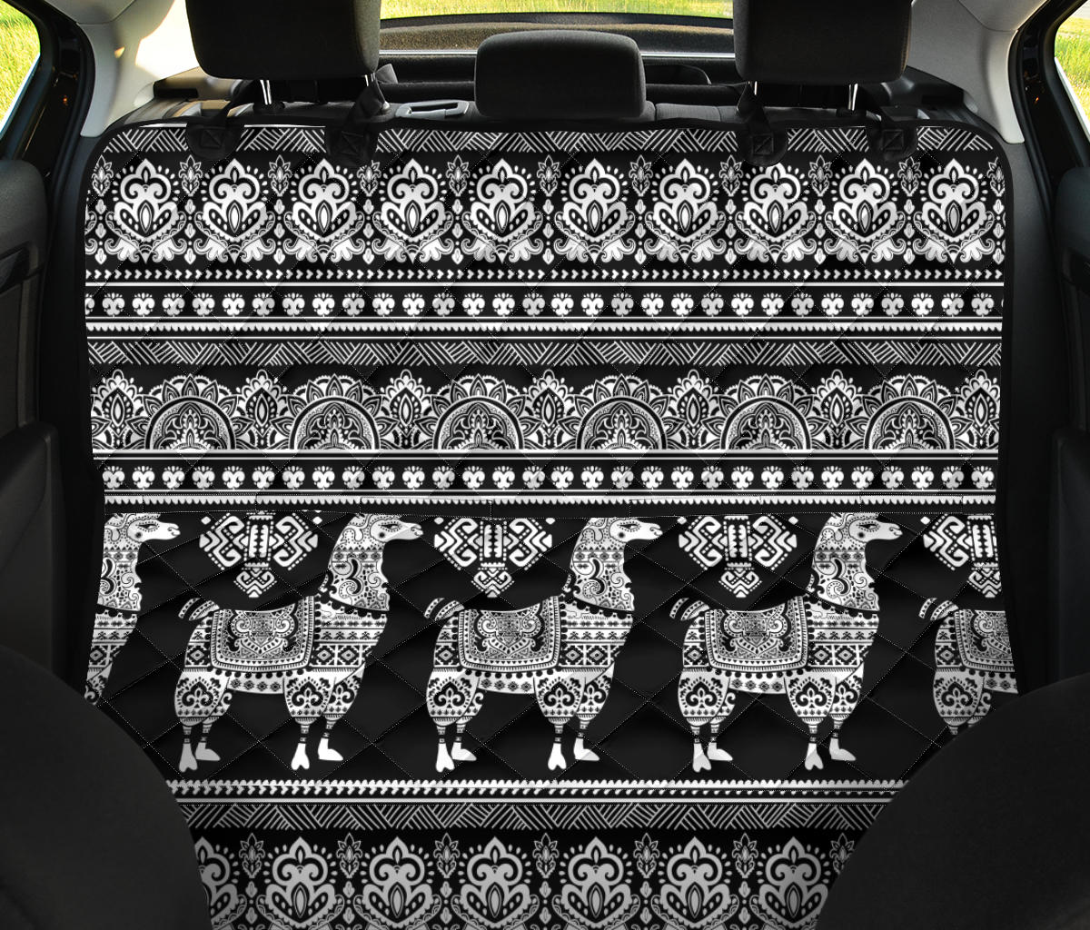Llama Aztec Style Pattern Print Design 01 Rear Dog Car Seat Cover Hammock